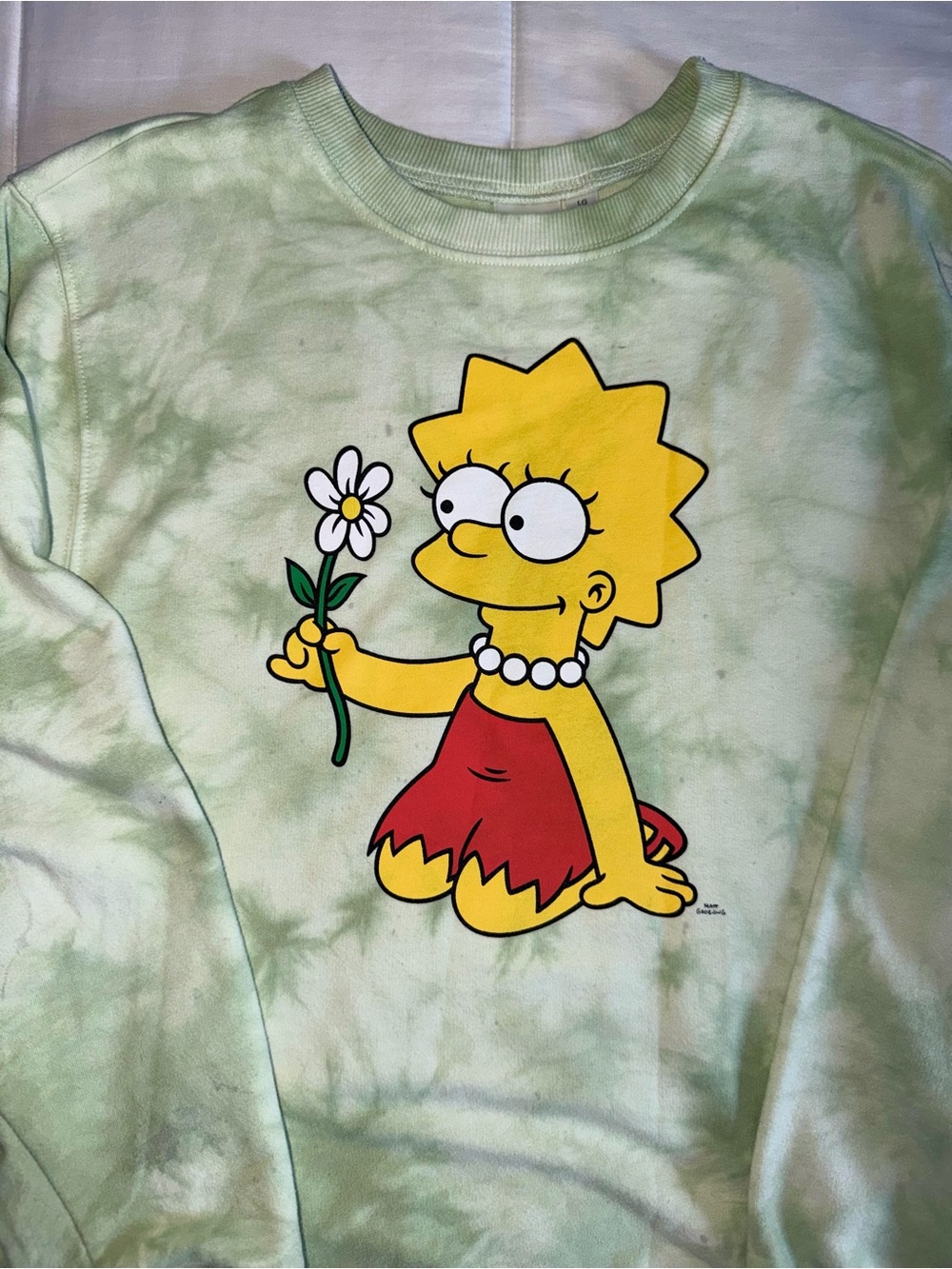 Lisa Simpson Green Graphic Tie-Dye Sweatshirt - Large